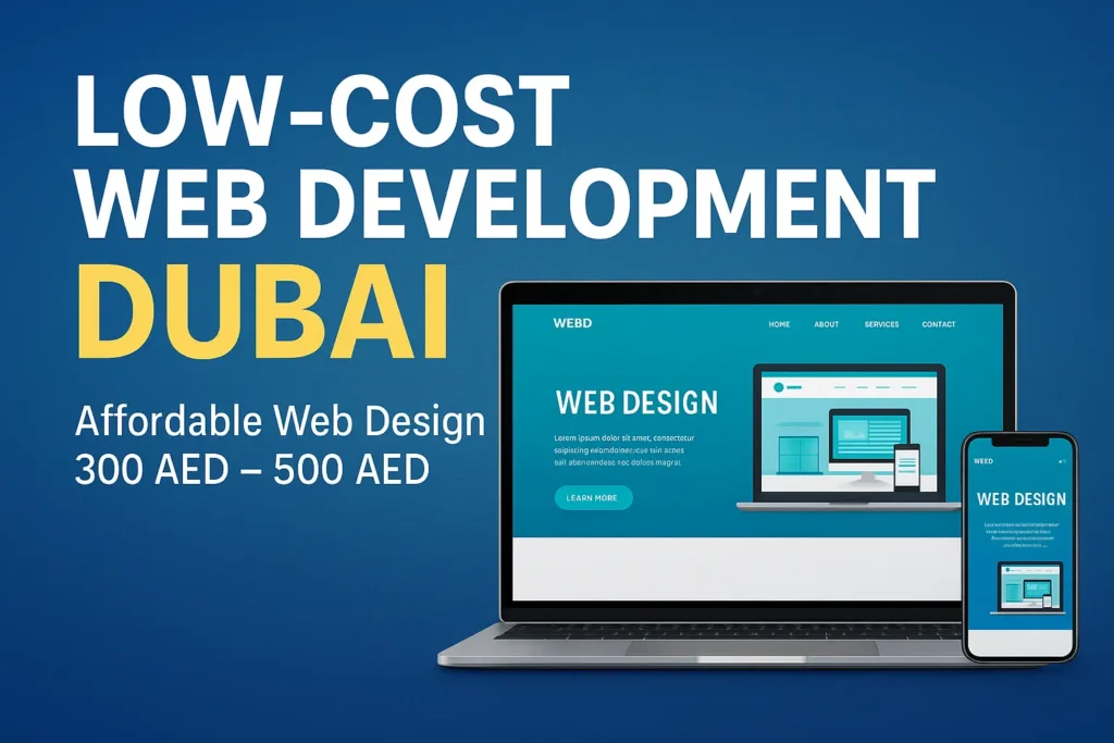 Low-Cost Web Development Dubai – Laptop with website design